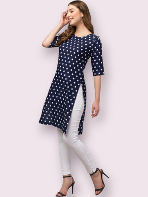 E&A Enterprises Women Printed Straight Kurta(Dark Blue)