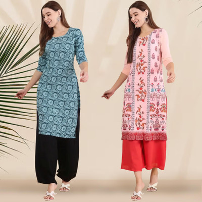 1 Stop Fashion Women Printed Straight Kurta(Multicolor)