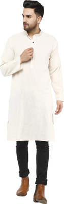 HouseOfCommon Men Self Design Straight Kurta(White)