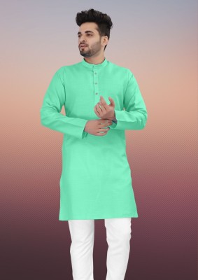 Shilpicare Men Washed Straight Kurta(Light Green)