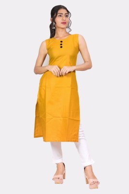 Saiadibha Women Solid A-line Kurta(Yellow)