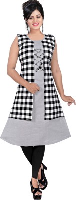 AANSHI FASHION Women Checkered A-line Kurta(White, Grey, Black)