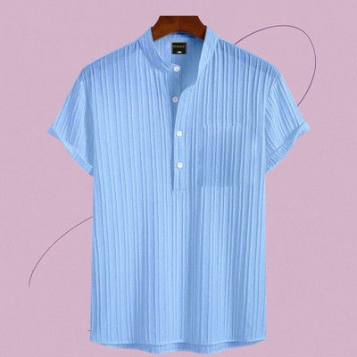 nitafashion Men Self Design Straight Kurta(Light Blue)