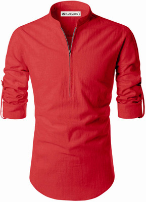 RAREMARK Men Solid A-line Kurta(Red)