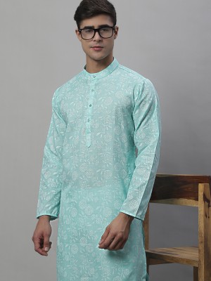 ANOUK Men Printed Straight Kurta(Blue)