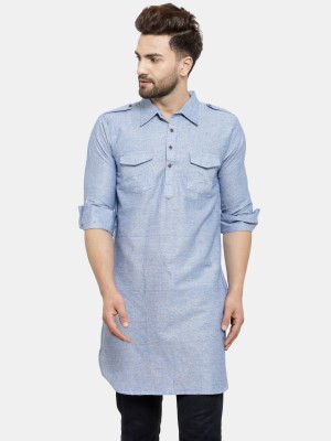 Sayesha Men Solid Pathani Kurta(Blue)