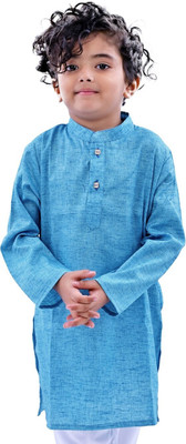 trender Baby Boys Solid, Self Design Straight Kurta(Light Blue)