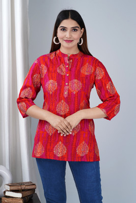 Tanisha Women Printed Straight Kurta(Red)