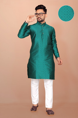 Hari Creation Men Printed Straight Kurta(Dark Green)