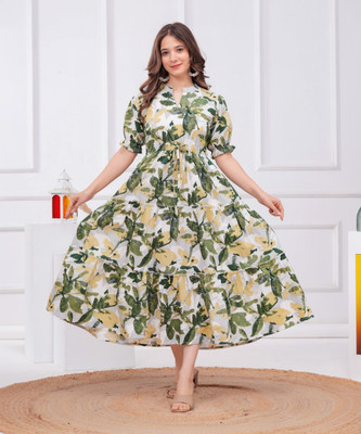 SITAFAB Women Floral Print Anarkali Kurta(Pink)