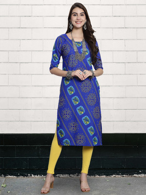 EthnicBasket Women Solid A-line Kurta(Blue)