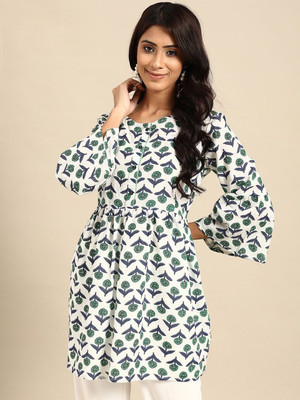 ANOUK Women Printed A-line Kurta(White)
