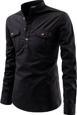 Univibe Men Solid Straight Kurta(Black)
