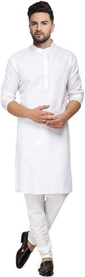 SuperTrend Men Embroidered Straight Kurta(White)