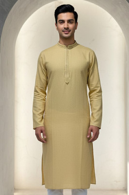 JUGG JUGG JEEYO Men Self Design Straight Kurta(White)