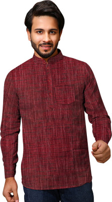 Priya Enterprises Men Self Design A-line Kurta(Maroon)