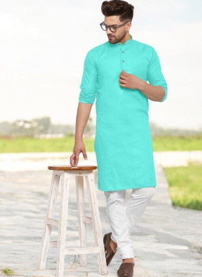 Rashmi Genz Men Printed Straight Kurta(Light Blue)
