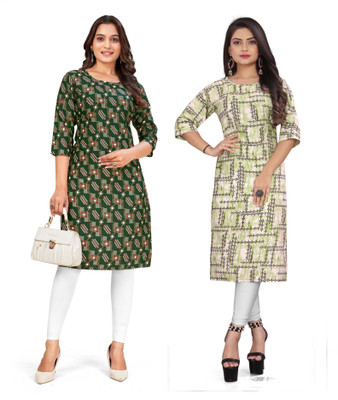 PAYAL POLYESTER Women Printed Straight Kurta(Multicolor)