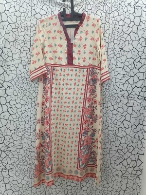 THEWOMENSWEAR Women Floral Print Straight Kurta(Beige)