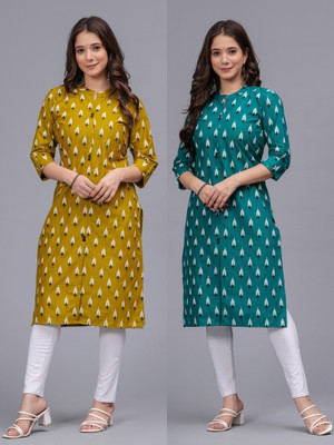 Mahruchi Textile Women Block Print Straight Kurta(Multicolor)