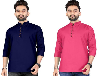 TRUST OUS Men Solid Asymmetric Kurta(Multicolor)