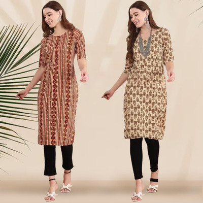 EthnicBasket Women Printed Straight Kurta(Multicolor)