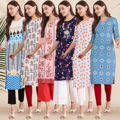 1 Stop Fashion Women Printed Straight Kurta(Multicolor)