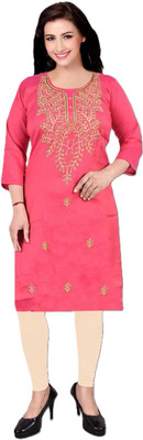 Esspee Women Embroidered A-line Kurta(Red)