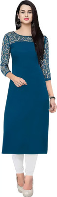 HEMANG FASHION Women Solid Straight Kurta(Blue)