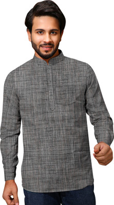 MASCON TRaDER Men Solid Straight Kurta(Grey)