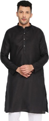 MAHARAJA Men Solid Straight Kurta(Black)