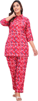 gottam Women Printed A-line Kurta(Orange)