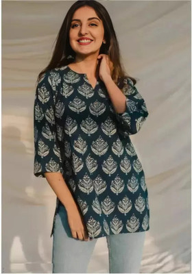 Dream Beauty Fashion Women Printed Straight Kurta(Dark Blue)
