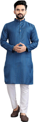Kunj Creation Men Solid Straight Kurta(Light Blue)