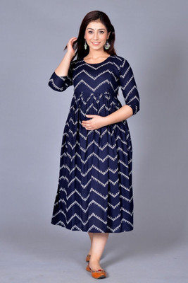 Roopwati Fashion Women Printed Anarkali Kurta(Blue)