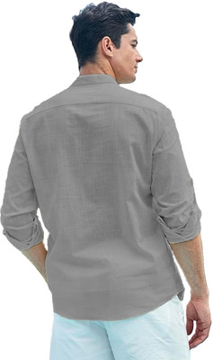 LENIA Men Solid A-line Kurta(Grey)