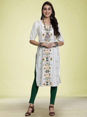 Moda Rapido Men Solid Straight Kurta(White)