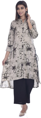MOAJAZA Women Printed Flared Kurta(Grey)