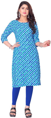 HouseOfCommon Women Printed Straight Kurta(Blue)