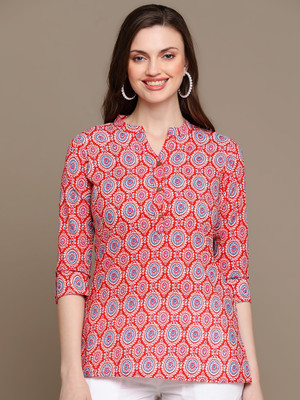 DAAMINA Women Printed A-line Kurta(Red)