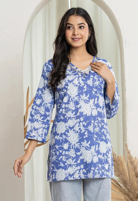 AQUA COLLECTIONN Women Printed Straight Kurta(Black)