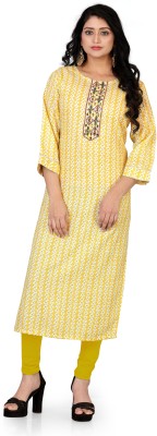 SIMPLYETHNICS Women Printed Anarkali Kurta(Yellow)