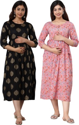 PARASNATH Women Printed Anarkali Kurta(Black)