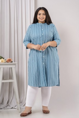 Mqueen Creation Women Self Design A-line Kurta(Light Blue, Blue)