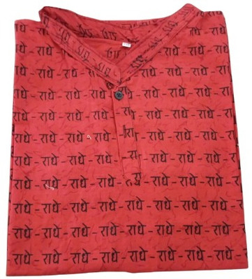 SonamFancyHub Men Printed Straight Kurta(Red, Black)