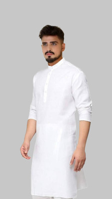Anuj Fashion Men Solid A-line Kurta(White)