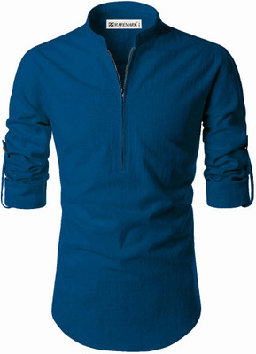RAREMARK Men Solid A-line Kurta(Dark Blue)