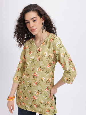 Anouk Rustic Women Floral Print Straight Kurta(Multicolor)