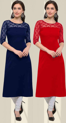 Maheshvi Women Self Design Straight Kurta(Multicolor)