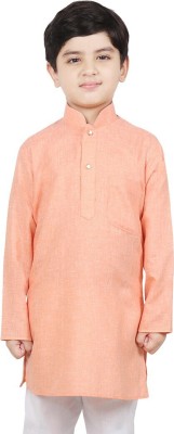 SG YUVRAJ Boys Self Design Straight Kurta(Orange)